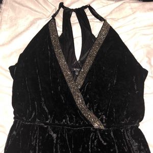Black Velvet Pants Suit with Sparkly Neckline
